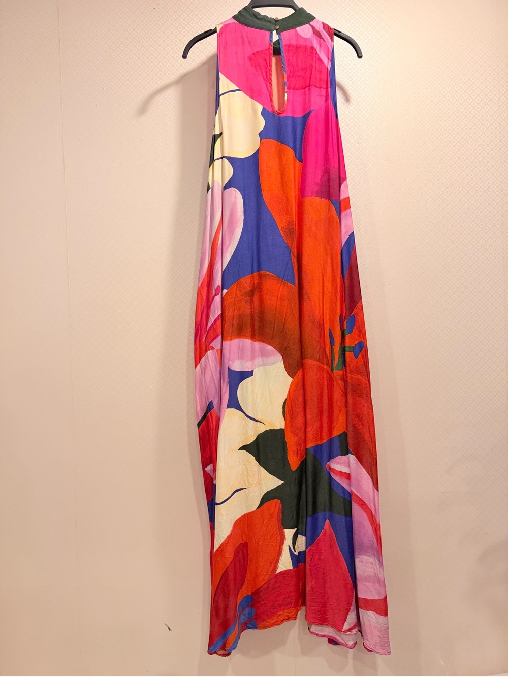 FARM Rio Anthropologie Halter Vibrant Red Floral Watercolor Maxi Dress Size L - Picture 9 of 15
